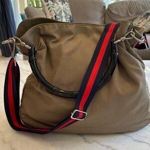 Gucci Tan Bag with Bamboo Handle and 2 Straps